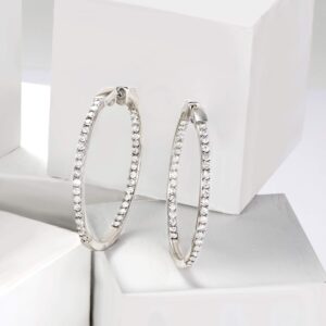 Ross-Simons 2.00 ct. t.w. Diamond Inside-Outside Hoop Earrings in Sterling Silver