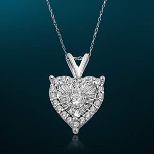 NATALIA DRAKE 1/4 Cttw Heart Halo Diamond Necklace for Women in Rhodium Plated 925 Sterling Silver Color H-I/Clarity I1-I2