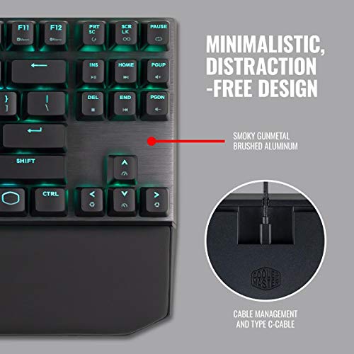 Cooler Master USB MK730 Tenkeyless Gaming Mechanical Keyboard with Brown Switches, Cherry MX, RGB Per-Key Lighting and Removable Wrist Rest