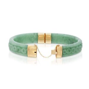 Regalia by Ulti Ramos 14K Yellow Gold Real Jade Hand Carved Bangle Bracelet