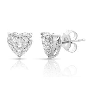 natalia drake 1/4 cttw diamond stud earrings for women in rhodium plated 925 sterling silver heart shaped studs color i-j/clarity i2-i3