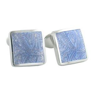 david donahue men's sterling silver light blue paisley cufflinks (cl029802)