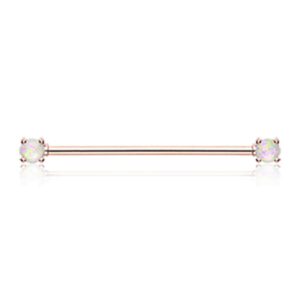 covet jewelry rose gold opal sparkle prong industrial barbell