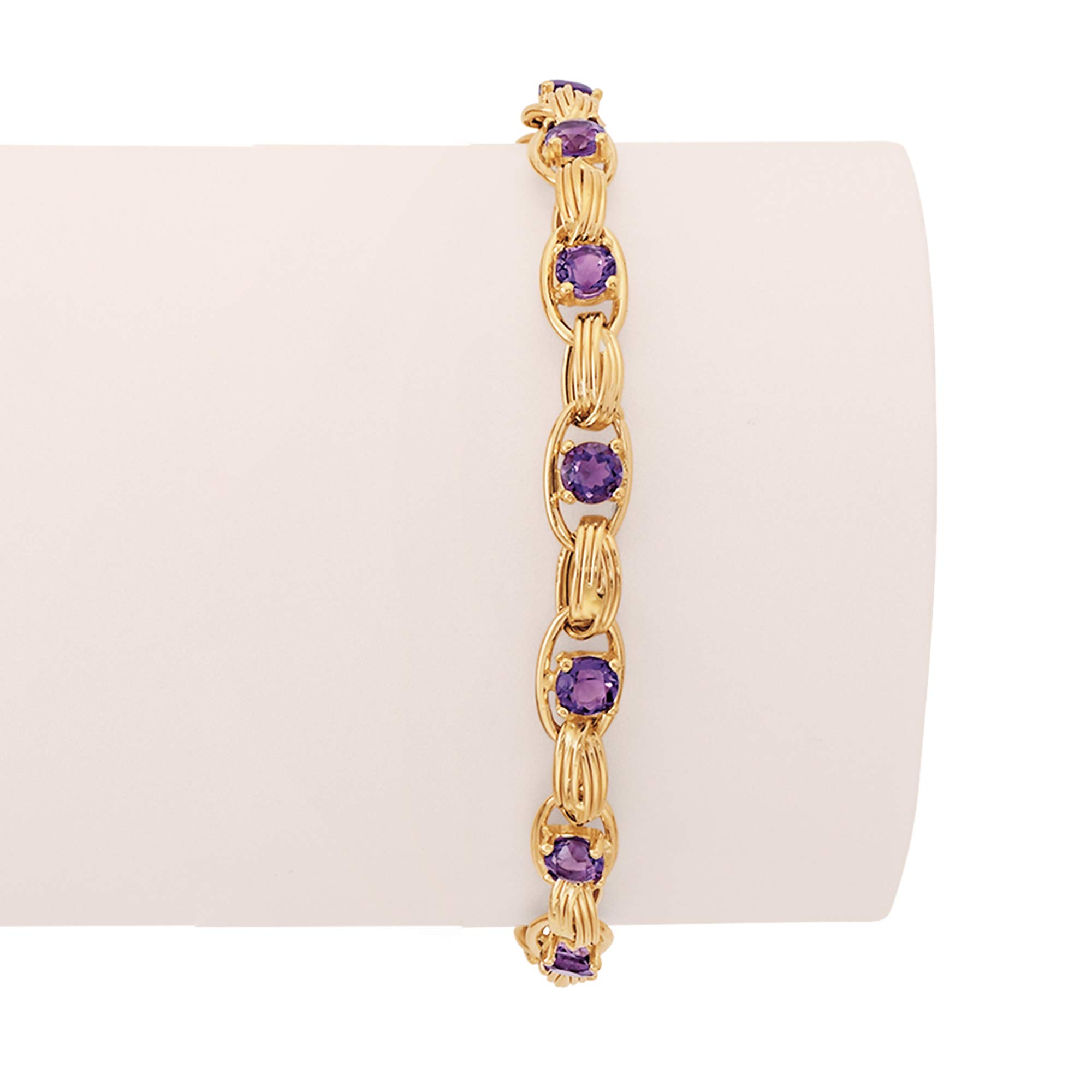 Ross-Simons 3.00 ct. t.w. Amethyst Oval-Link Bracelet in 14kt Yellow Gold. 8 inches