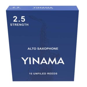 Yinama Alto Saxophone Reeds for Alto Sax Strength 2.5; Box of 10