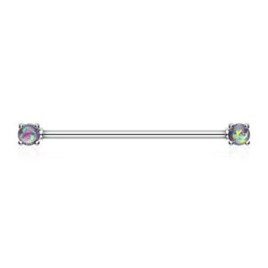 covet jewelry opal sparkle prong industrial barbell (purple)