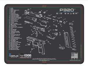 edog p320 gun cleaning mat - schematic (exploded view) diagram compatible with sig sauer p320 series pistol 3 mm padded pad protect your firearm magazines bench surfaces gun oil solvent resistant