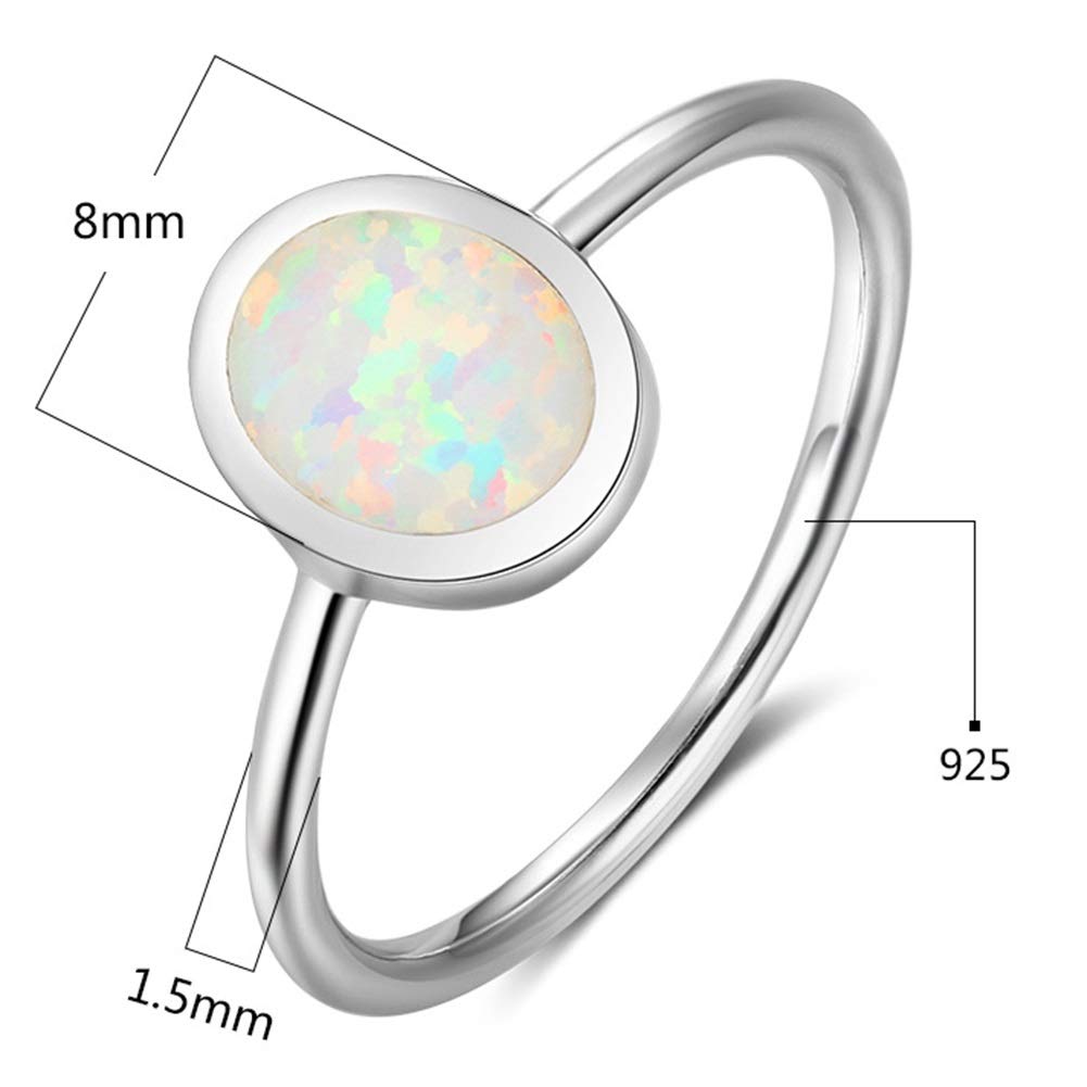 Fire Opal Sterling Silver Plain Wedding Engagement Ring (5)