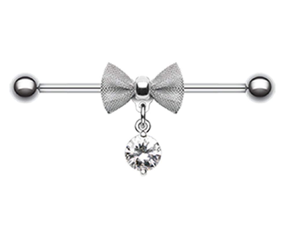 Covet Jewelry Adorable Mesh Bow-Tie Industrial Barbell