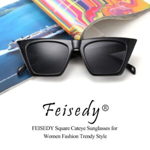 FEISEDY Vintage Square Cat Eye Sunglasses Women Trendy Cateye Sunglasses B2473