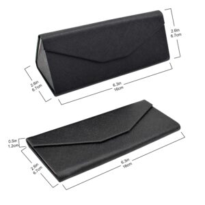 Real Sic Vegan Leather Eyeglass Case - Reading Glasses Case with Magnetic Folding - Leather Sunglass Case with Aluminum & Cardboard Core - Hard Case for Sunglasses, Reading Glasses - (Black)