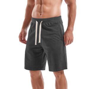 AMY COULEE Men's Casual Shorts Cotton 9 inch Lounge Sweat Shorts (M, Anchor Gray)