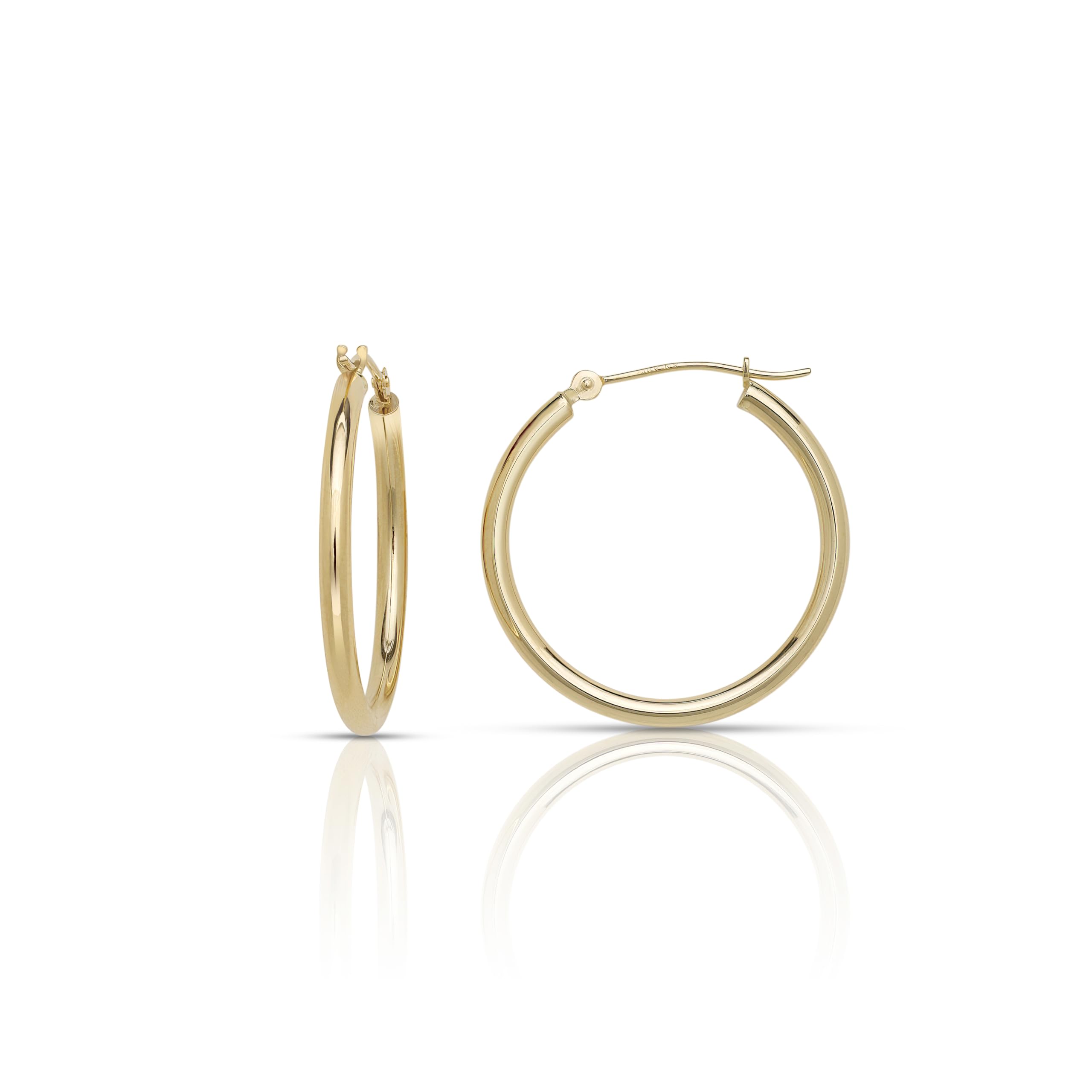 14k Yellow Gold Hoop Earrings 25x2.0mm