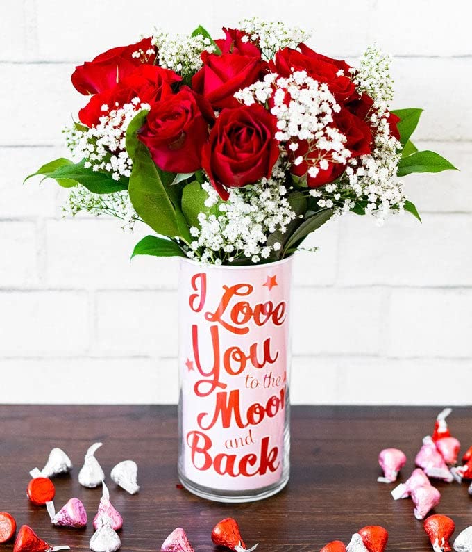 DELIVERY BY FRIDAY, 8/23 GUARANTEED IF ORDER PLACED BY 8/22 BEFORE 2PM EST From You Flowers - One Dozen Red Roses with Chocolates with Glass Vase (Fresh Flowers) Birthday, Anniversary, Get Well,