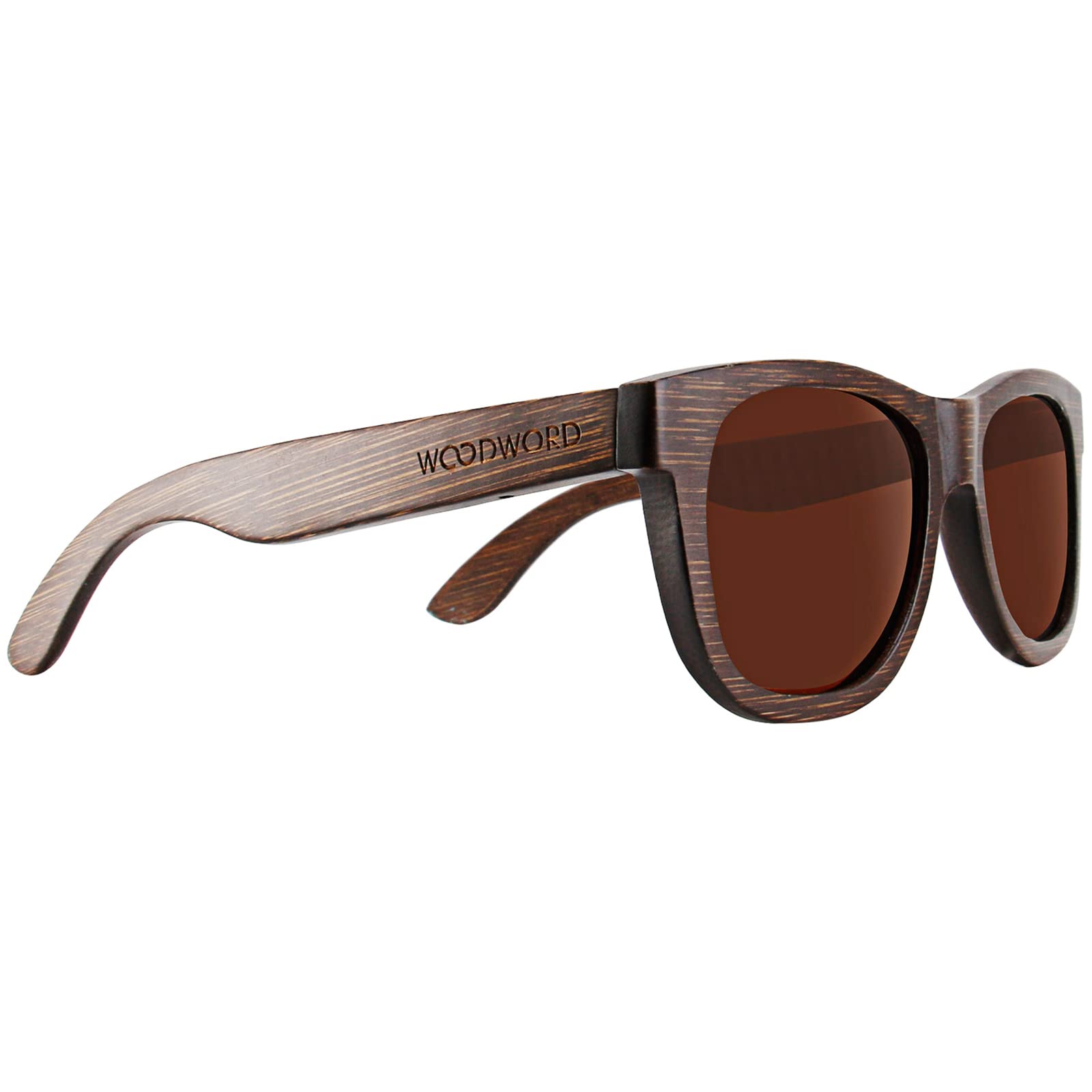 WOODWORD Polarized Wood Sunglasses for Men Women- Bamboo Wood Sunglasses with Wood Case (Brown)