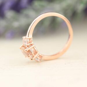 GNG 1 1/2 CTTW Natural Morganite and White Topaz 3 stone Ring In 10k Rose Gold (rose-gold, 7)