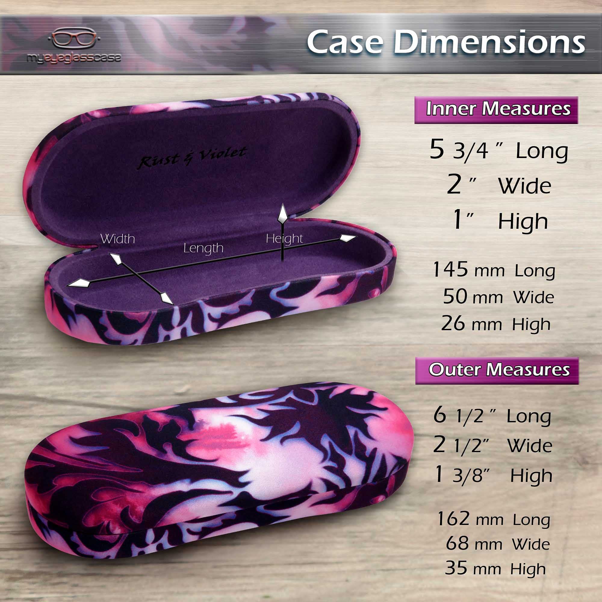 MyEyeglassCase Women Hard Glasses case - Eyeglass Case Hard Shell in Damask Microfiber Print - Small Sunglasses case with Microfiber Pouch and Cloth (AS166L Purple Damask)