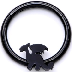 body candy 16g black pvd steel hinged segment ring seamless cartilage septum ring dragon nose hoops 3/8"