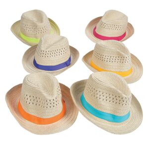 12 pack bulk fedora hats, assorted colors, havana nights, cuban, cinco de mayo parties, birthday and other celebration accessories multicolored