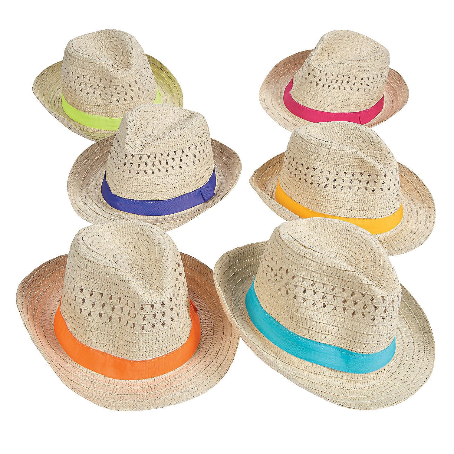 12 Pack Bulk Fedora Hats, Assorted Colors, Havana Nights, Cuban, Cinco De Mayo Parties, Birthday and Other Celebration Accessories Multicolored