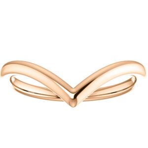 curved v shape solid contour guard wedding band in 14k white yellow or rose gold - size 5