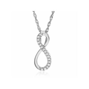 Vir Jewels 1/10 cttw Diamond Pendant, Diamond Infinity Pendant Necklace for Women in 10K White Gold with 18 Inch Chain, Prong Setting