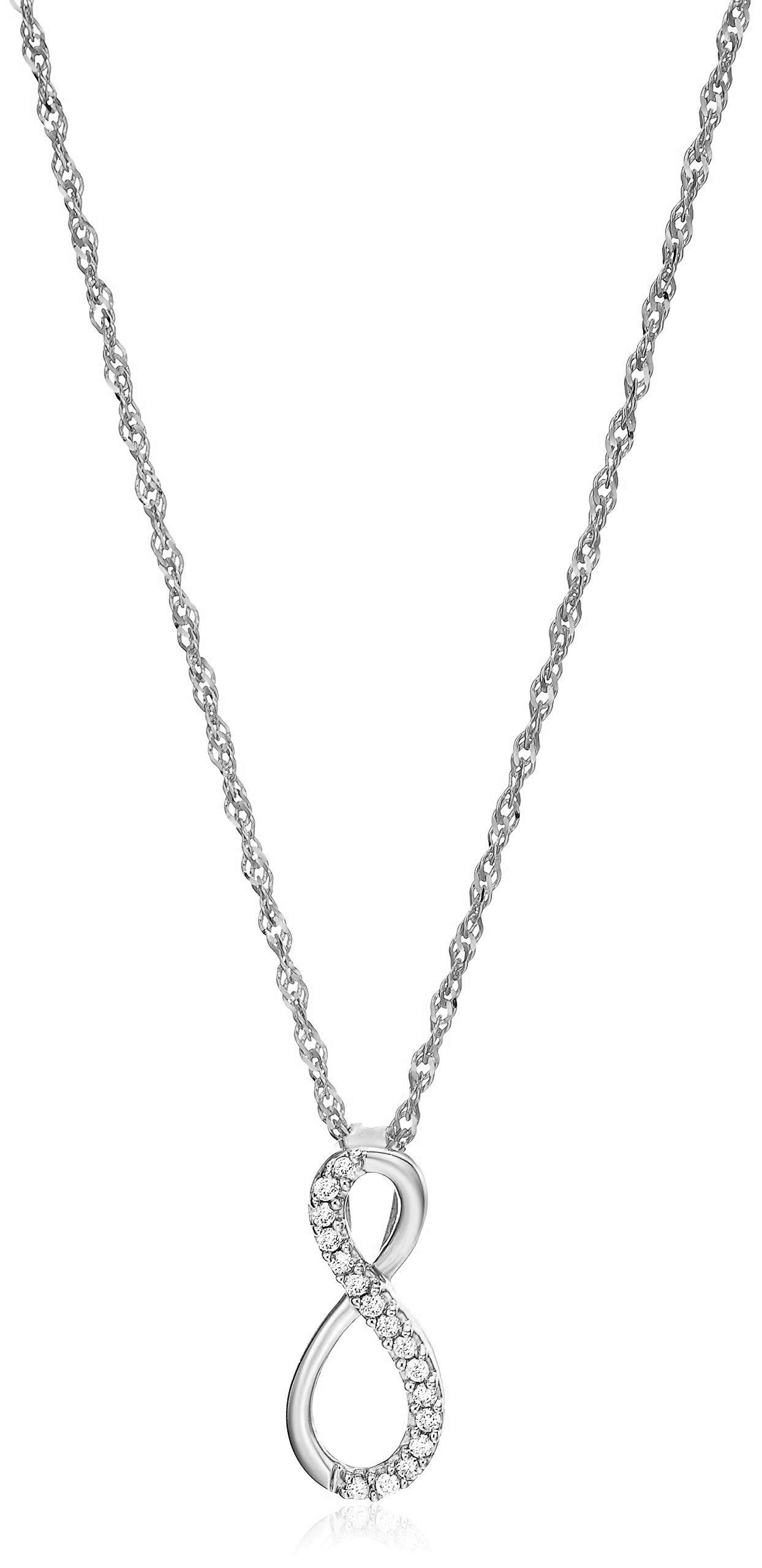 Vir Jewels 1/10 cttw Diamond Pendant, Diamond Infinity Pendant Necklace for Women in 10K White Gold with 18 Inch Chain, Prong Setting