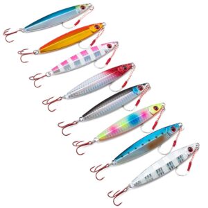 orurudo 8pcs 0.70 oz (20gram) jig saltwater fishing lure metal jigs long cast jigging qb100137a00n0