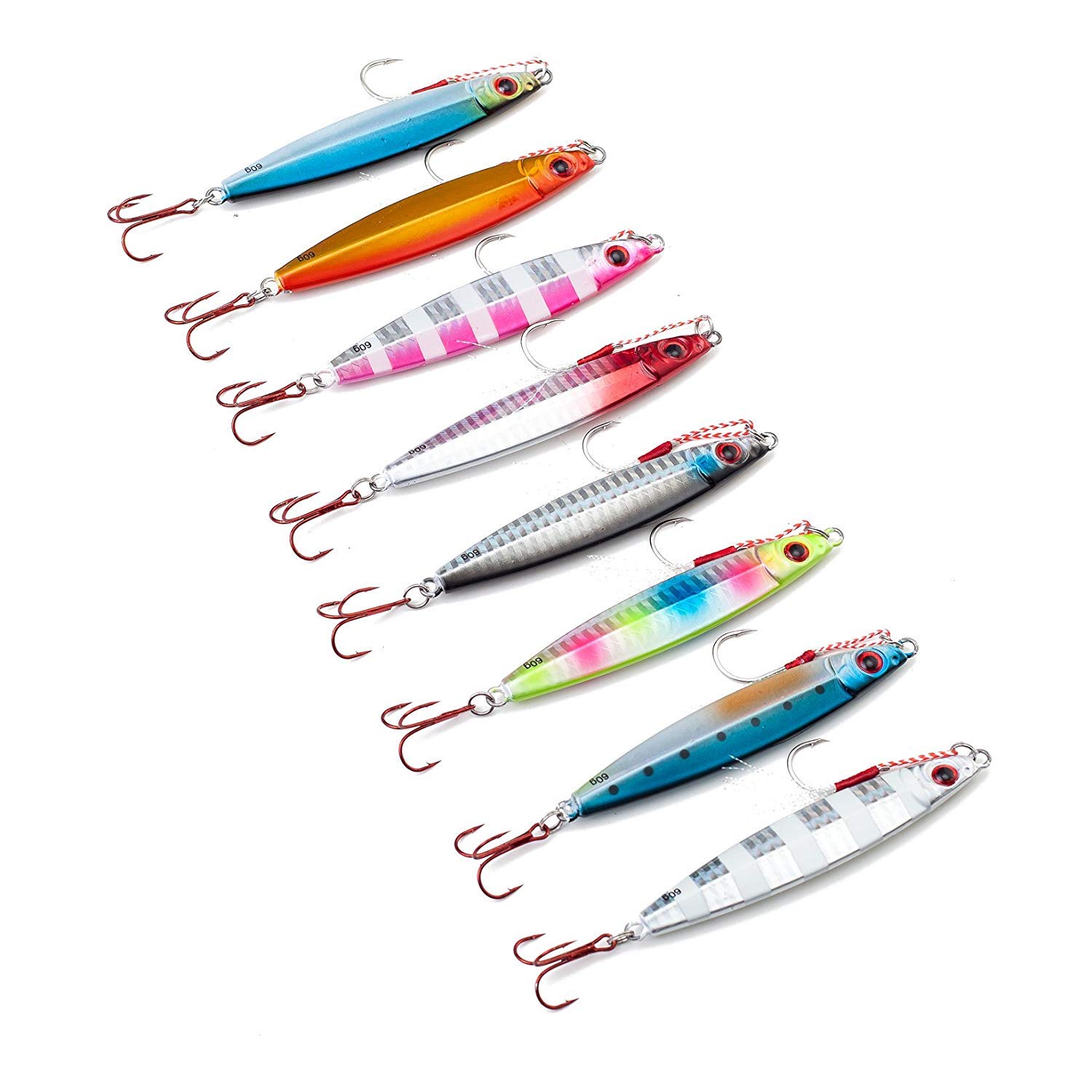 orurudo 8pcs 0.70 oz (20gram) Jig Saltwater Fishing Lure Metal jigs Long Cast Jigging qb100137a00n0