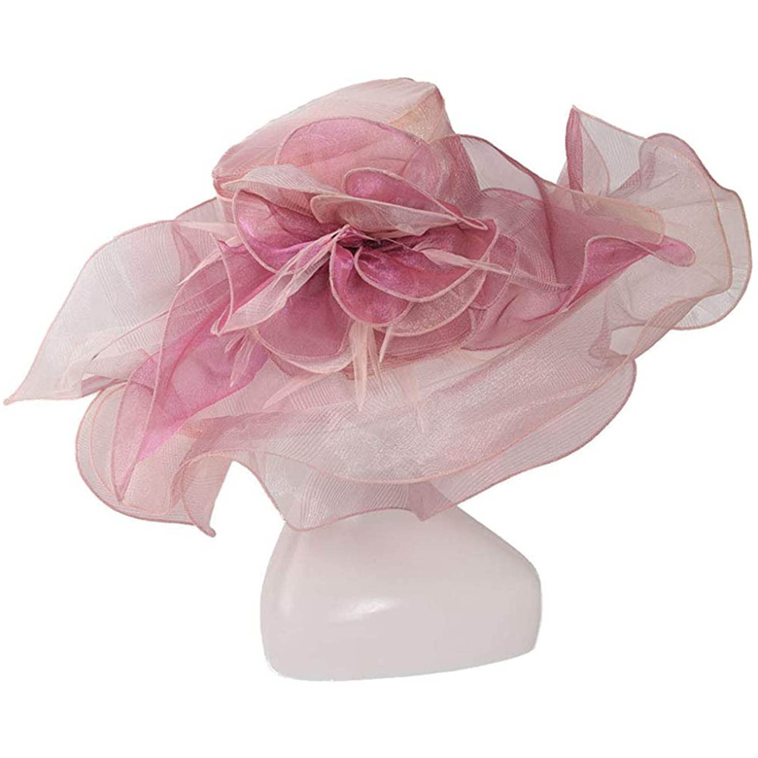 F FADVES Women Oganza Sun Hat Church Wide Brim Wedding Formal Fascinator Hat