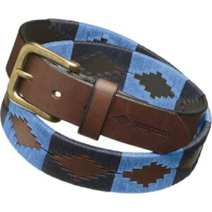 pampeano azules polo belt | handmade by master artisans | gift boxed argentine gaucho belts for men & women | hand stitched argentinian leather | ideal for valentines, father’s day, anniversaries