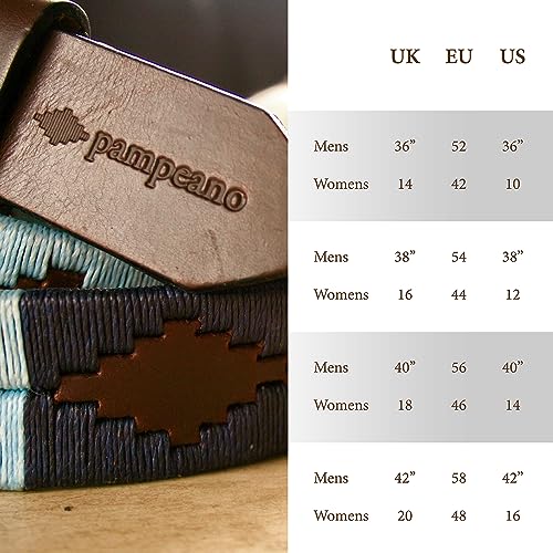 Pampeano Azules Polo Belt | Handmade by Master Artisans | Gift Boxed Argentine Gaucho Belts for Men & Women | Hand Stitched Argentinian Leather | Ideal for Valentines, Father’s Day, Anniversaries