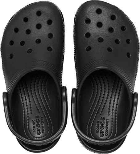 Crocs Unisex-Child Classic Clogs, Black, 4 Big Kid