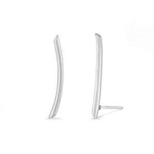 Boma Jewelry Sterling Silver Minimalist Long Curved Bar Ear Crawler Stud Earrings