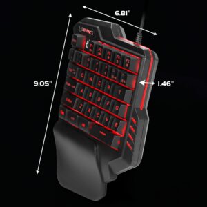 ENHANCE Gaming Keypad One Handed Gaming Keyboard Mini Keyboard - 7 Color LED Backlit, Programmable Keys, Ergonomic Wrist Pad and Braided USB Cable - Small Gaming Keyboard Great for FPS Games