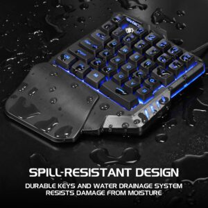 ENHANCE Gaming Keypad One Handed Gaming Keyboard Mini Keyboard - 7 Color LED Backlit, Programmable Keys, Ergonomic Wrist Pad and Braided USB Cable - Small Gaming Keyboard Great for FPS Games