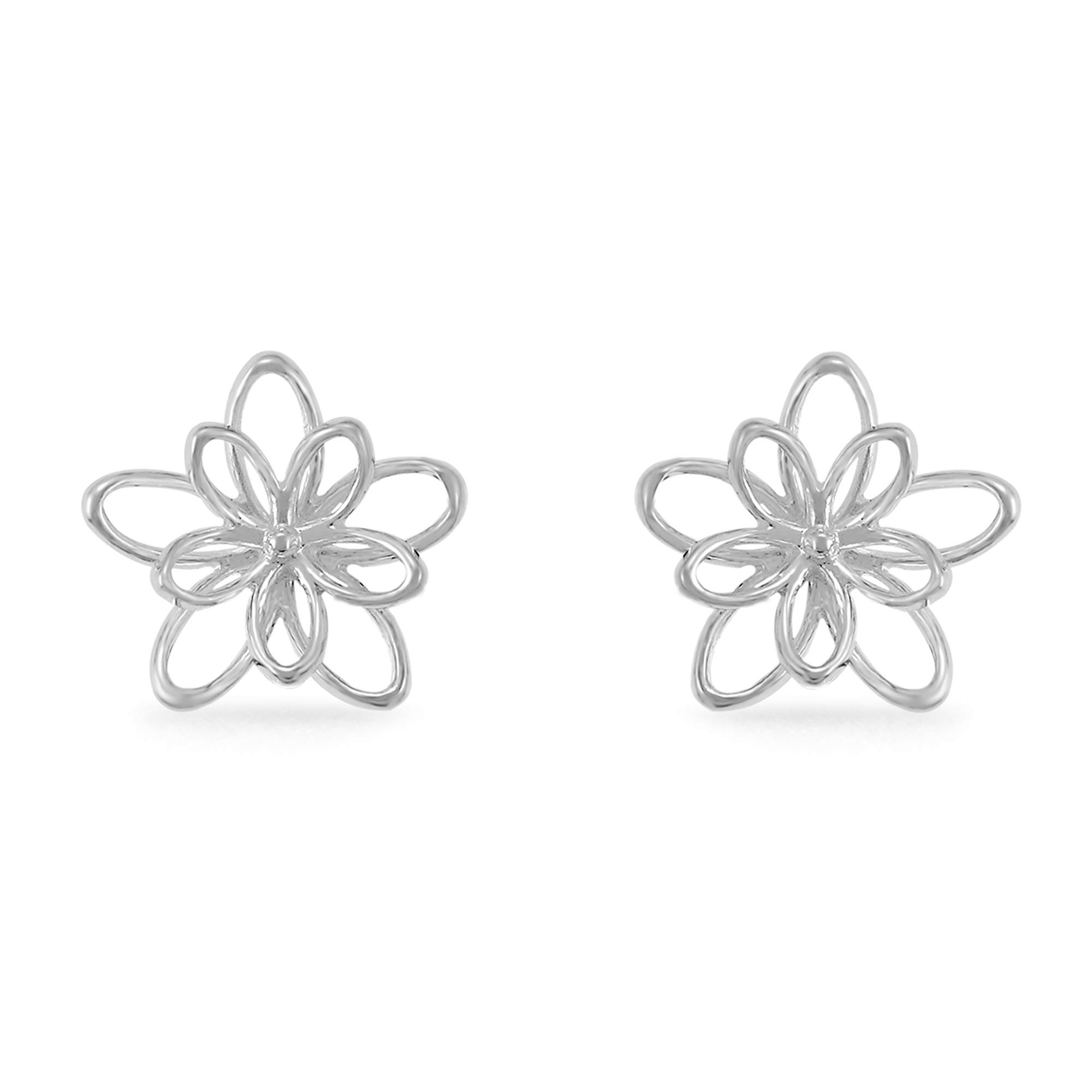 Boma Jewelry Sterling Silver Wire Flower Stud Earrings