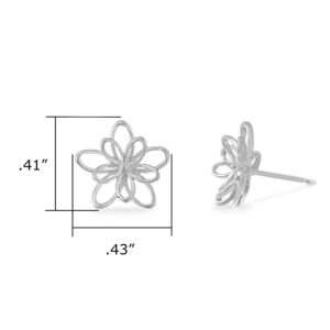 Boma Jewelry Sterling Silver Wire Flower Stud Earrings