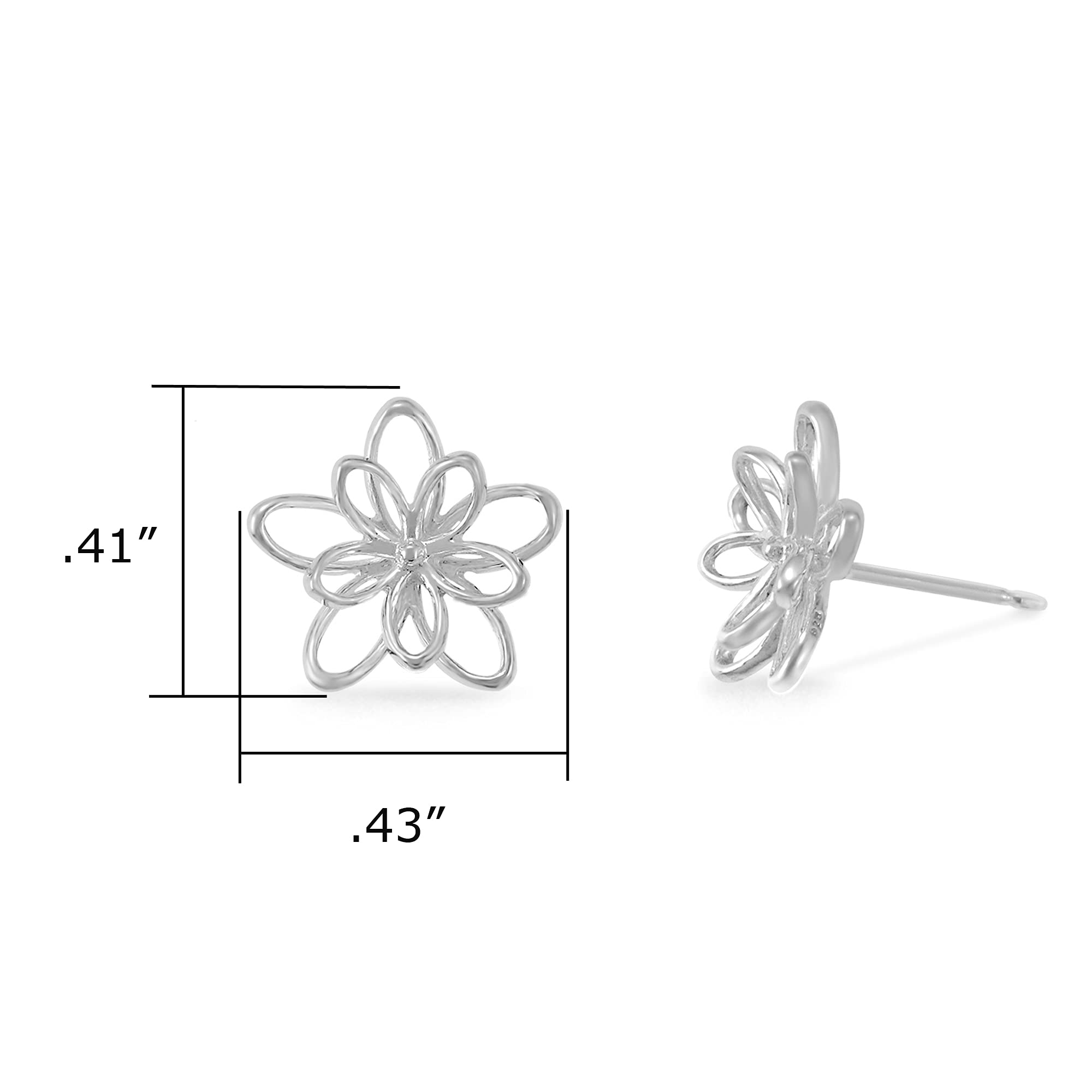 Boma Jewelry Sterling Silver Wire Flower Stud Earrings