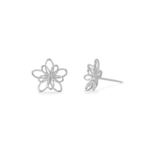 Boma Jewelry Sterling Silver Wire Flower Stud Earrings