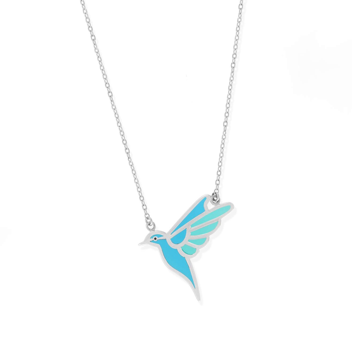 Boma Jewelry Sterling Silver Blue Resin Bird Necklace, 18 Inches