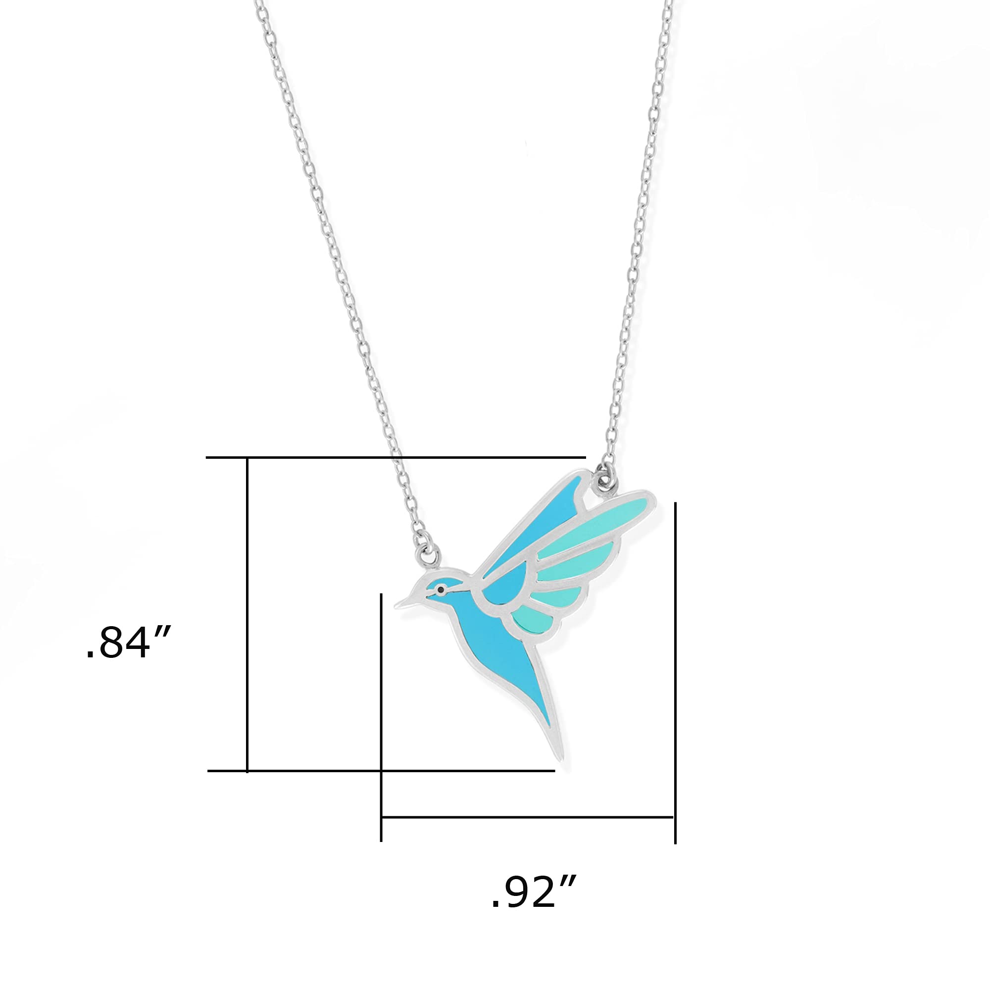 Boma Jewelry Sterling Silver Blue Resin Bird Necklace, 18 Inches