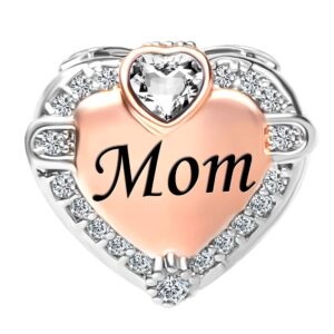 CharmSStory Heart Mom Rose Gold Plated Charms Beads for European Bracelets (April)