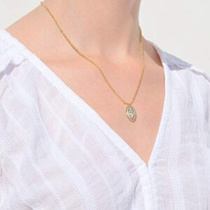 18K Gold Virgin Mary Necklace - Medallion Necklace - Miraculous Medal Coin Necklace for Women Religious Necklace (Gold)