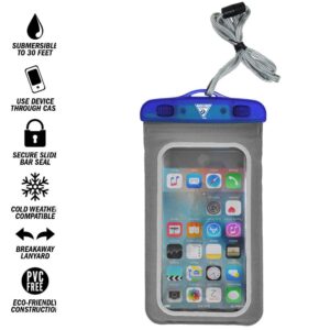 seattle sports e-merse neodeep - universal smartphone waterproof submersible pouch dry bag case, blue steel