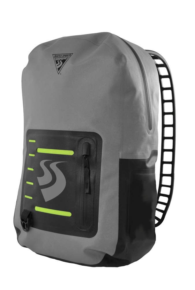 Seattle Sports LocoDry Splash PacknModPok - Lightweight 20L Waterproof Dry Bag Backpack with Breathable Silicone Shoulder Straps, Gray/Black