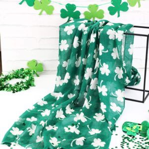 Skylety St. Patrick's Day Printed Scarf Long Shamrock Shawl Irish Theme Scarf for Holiday Outfits Accessories (Green Background, 1 Piece)