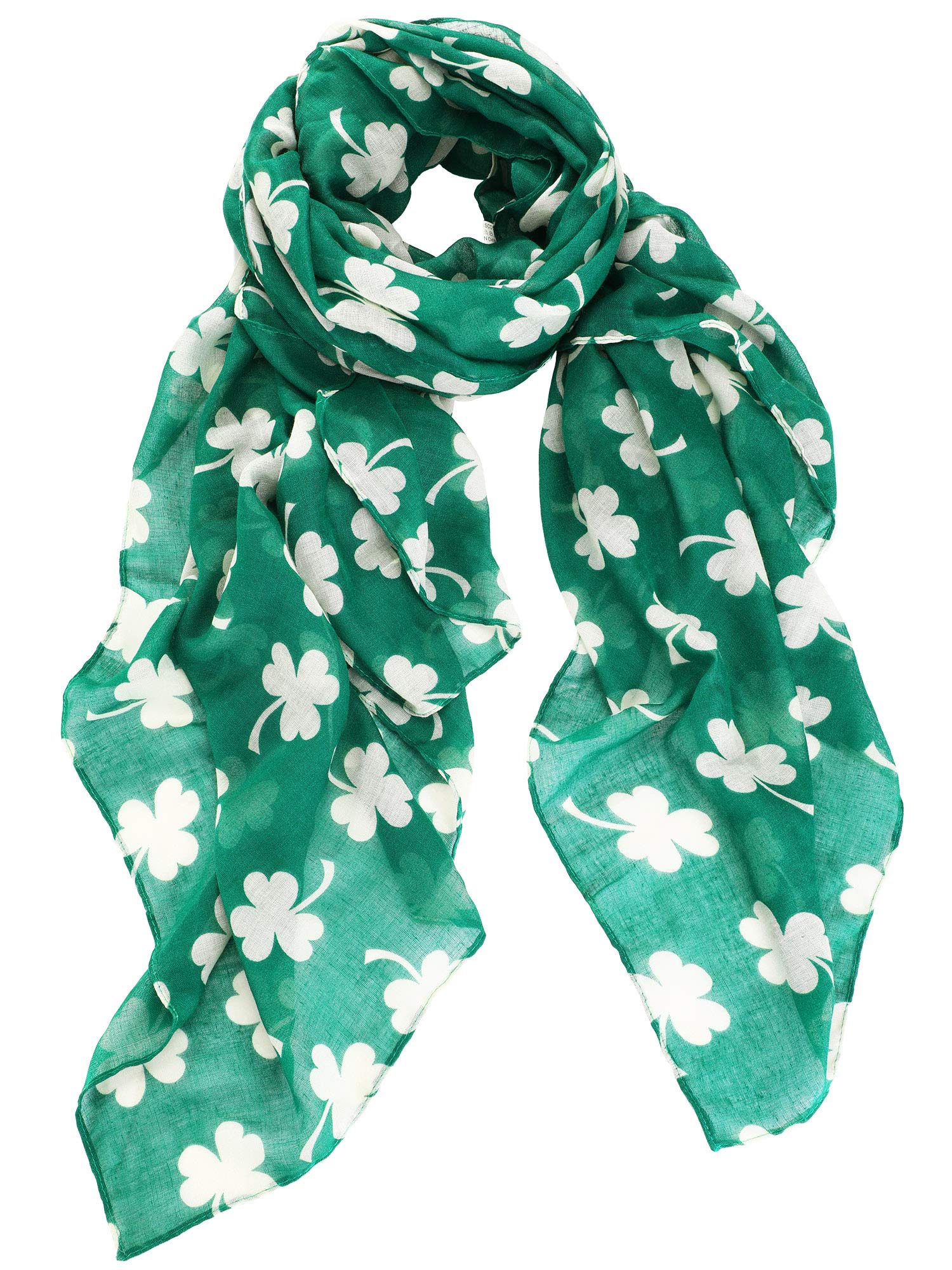 Skylety St. Patrick's Day Printed Scarf Long Shamrock Shawl Irish Theme Scarf for Holiday Outfits Accessories (Green Background, 1 Piece)