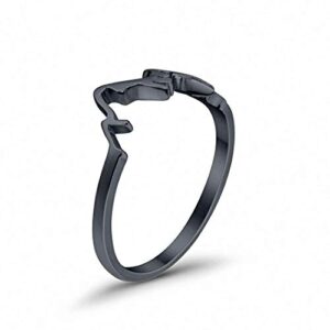 Mountain Band Ring Black Tone 925 Sterling Silver, Size-7