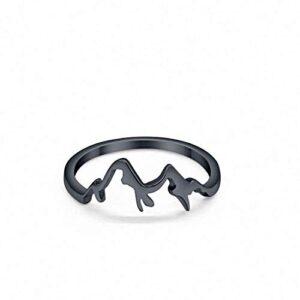 Mountain Band Ring Black Tone 925 Sterling Silver, Size-7